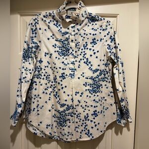 Tuckernuck Blue Floral Teagan Popover Top - Embroidered Cuffs